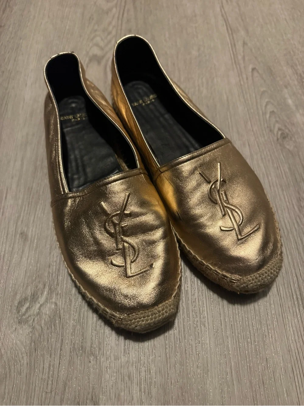 Saint Laurent Metallic Gold Espadrilles size 39
